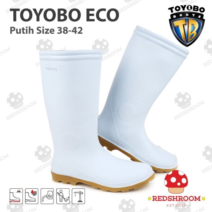 Sepatu Boot Tinggi TOYOBO ECO Putih Perairan Karet Lokal Ringan Lentur