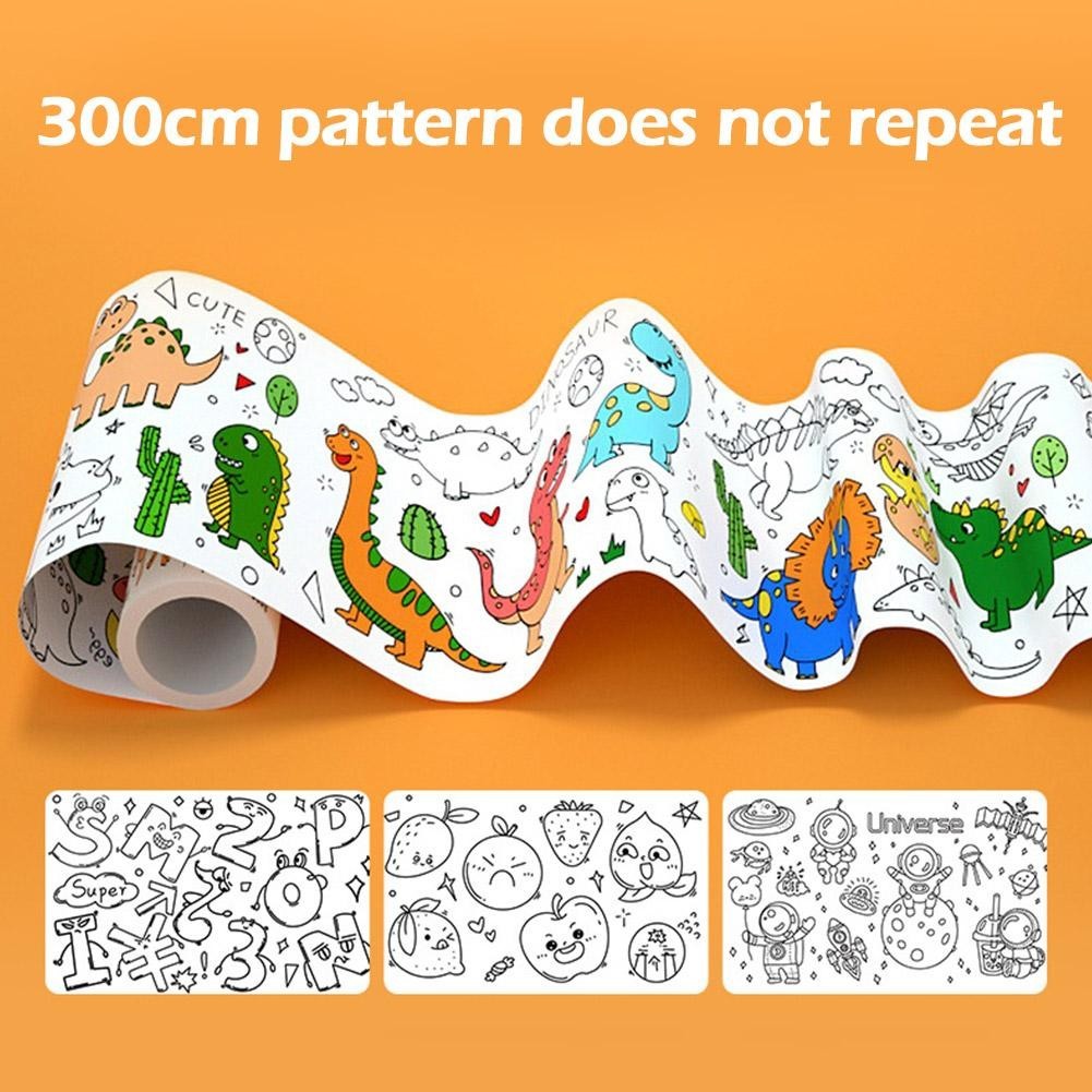 

AMSZKE Kertas Mewarnai Tempel Dinding Drawing Paper Roll 300cm Dinosaurus