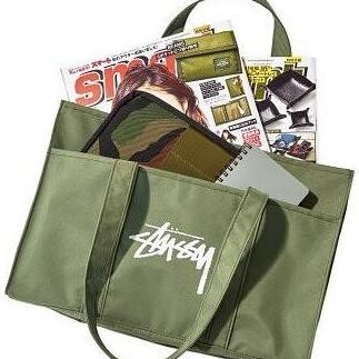 PROMO STUSSY TOTEBAG JAPAN APENDIX GREEN MILLITARY GOOD PRODUK BOSSBABY383