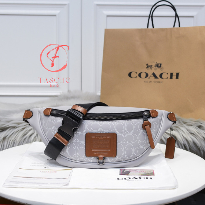 Tas Pria Ch Waistbag Warren Belt Bag Leather Silver Reflective 78899