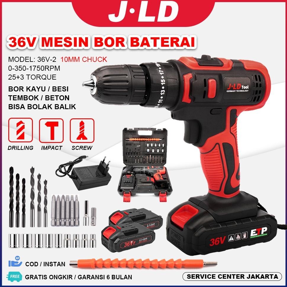 Jld Mesin Bor Baterai Cas 10Mm Jld Tool Impact Bor Baterai Bor Tangan Baterai 36Vf Impek Baterai Kom