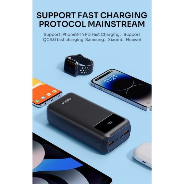 Robot Rt32 Powerbank 30000Mah 22.5W Led Display 30000 Fast Charging