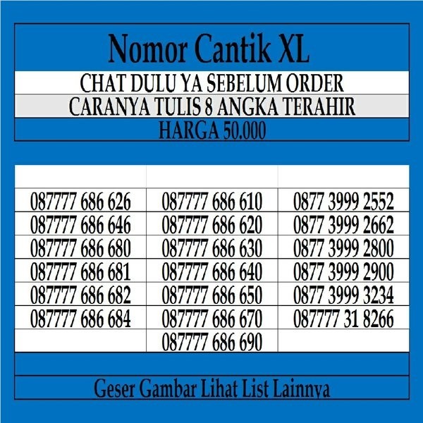 Nomor Cantik Xl Tripel 000 Nomer Katru Perdana Meriah
