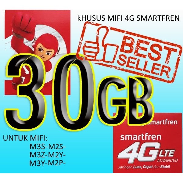Kartu Perdana Smartfren 30Gb Smartfren 30 Gb 4G Untuk Mifi M3S M3Z M3Y M2S M2Y M2P