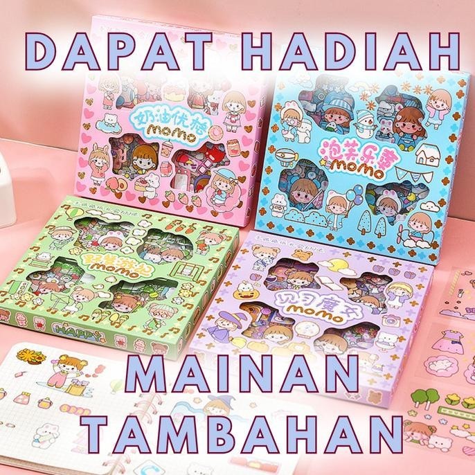 

(BOX PREMIUM) Sticker Momo Isi 100 Lembar / 4 Warna Lucu Stiker Botol ulttiinicholasmii