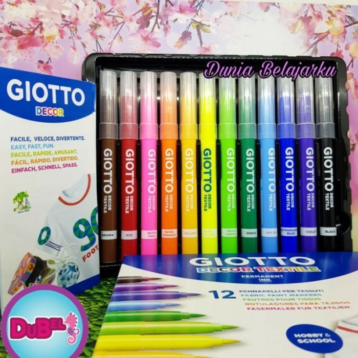 

Giotto Decor Textile Set Isi 12 Rna / Spidol Tekstil / Spidol Baju