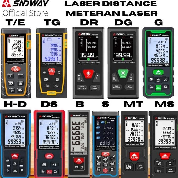 SNDWAY Meteran Laser Distance Digital 40 60 80 100 Laser Merah Hijau