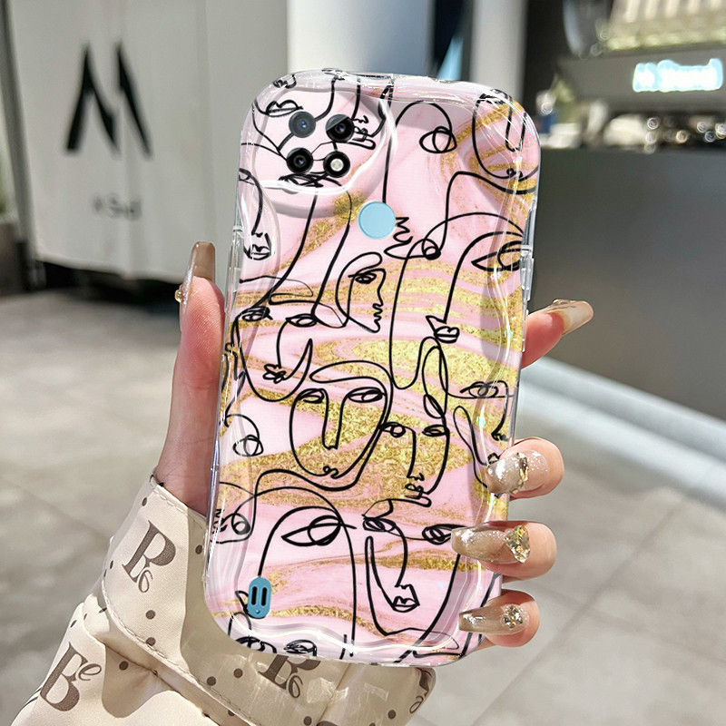 Casing Hp Realme C21 Case Kesing pelindung silikon Softcase lembut baru HP ponsel pola wajah abstrak