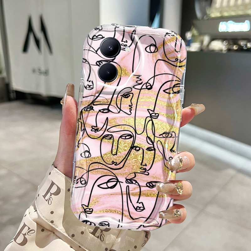 Casing Hp Realme C33 Case Kesing pelindung silikon Softcase lembut baru HP ponsel pola wajah abstrak