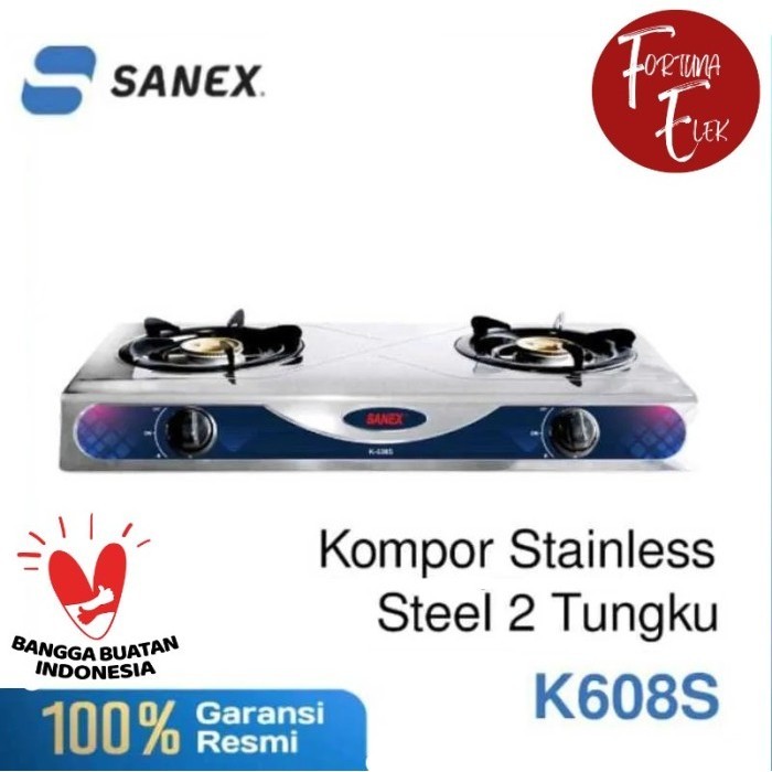 PROMO Sanex Kompor Gas Stainles 2 Tungku K - 608 S