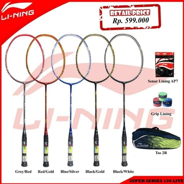 PAKET- LINING SUPER SERIES SS 100 LITE ORIGINAL RAKET BADMINTON