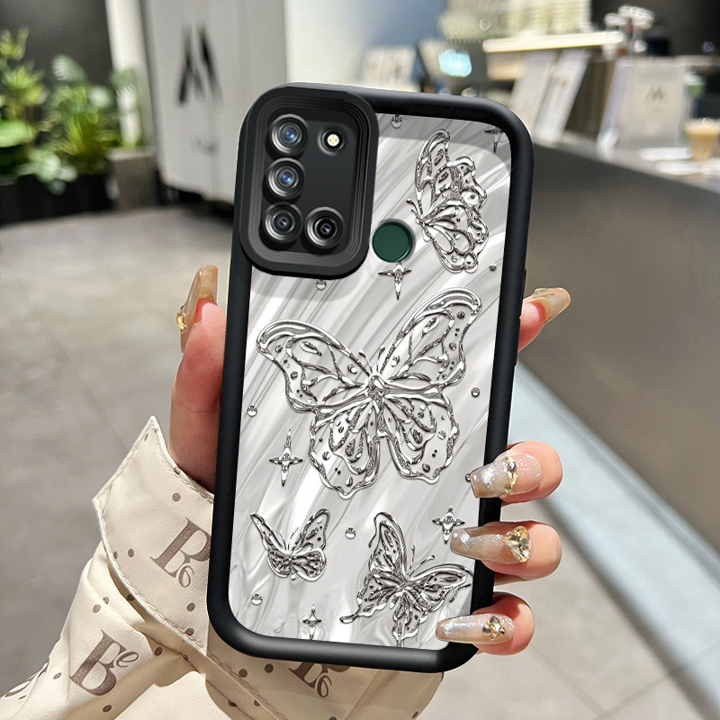 Casing Hp Realme 7i Realme C17 Case Kesing lunak baru HP ponsel pola kupu-kupu ungu casing pelindung