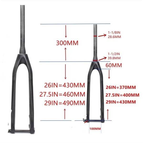 Fork Rigid Carbon Taper TA 100 mm Fork Carbom Tapered Thru Axle Sepeda MTB Roadbike