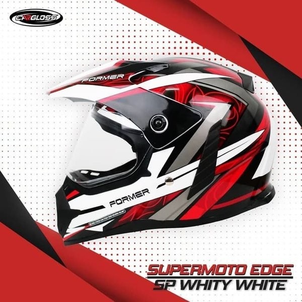 Cargloss Former Supermoto Helm Full Face - EDGE SP WHITY WHITE