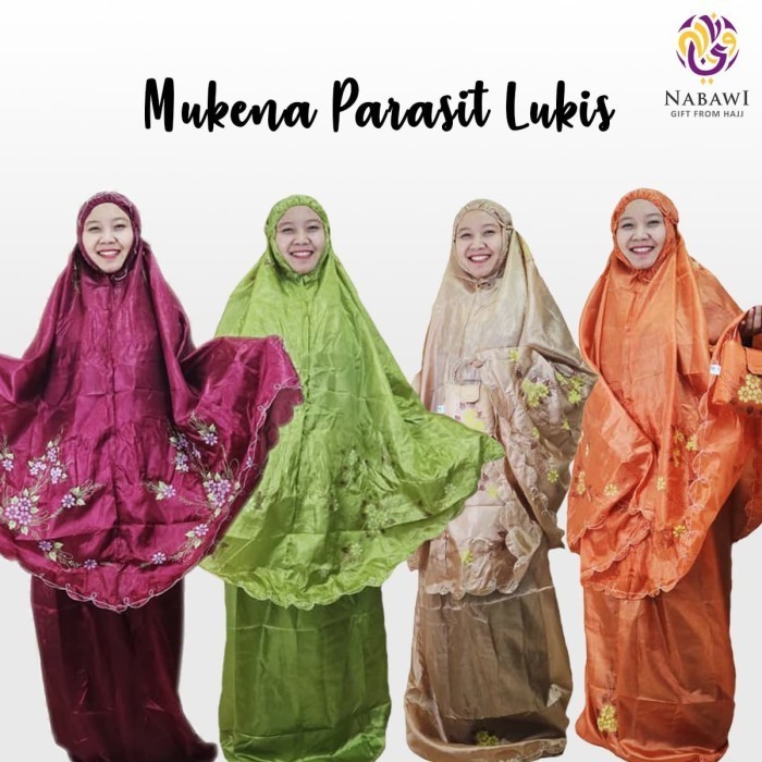 Parcel Mukena Parasut Lukis + Sajadah Sujud Mini Oleh Oleh Haji Umroh