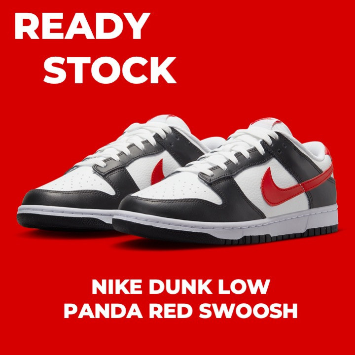 Sneakers Nike Dunk Low Panda Red Swoosh