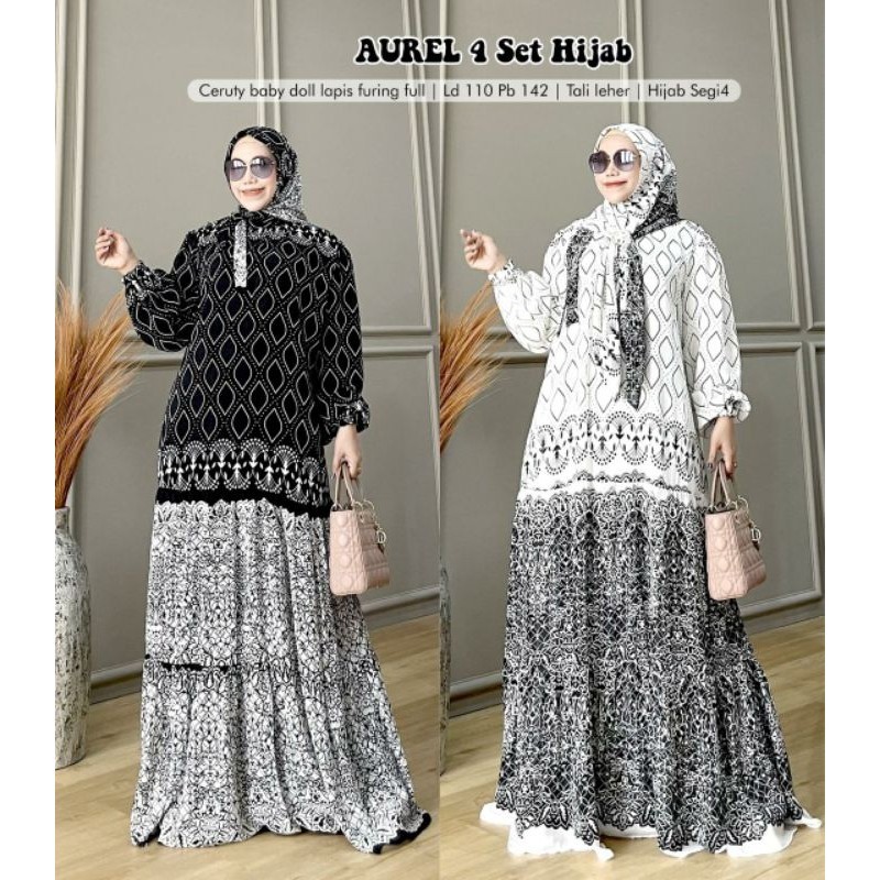 *Aurel 4 Set Hijab segi 4*/pusat gamis