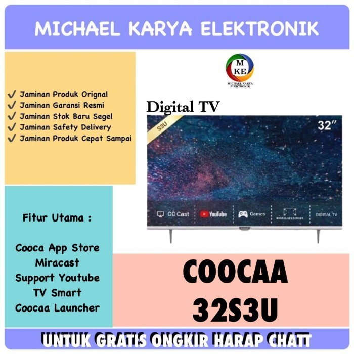 Promo Coocaa Led 32 Inch 32S3U Smart Tv Digital Termurah .