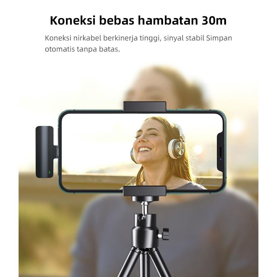MIKROFON NIRKABEL LAVALIER UNTUK IPHONE/ANDROID MIKROFON MINI KERAH PEREKAMAN VIDEO IPAD UNTUK WAWAN