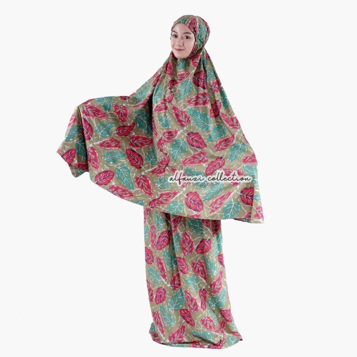 Mukena Rayon Janda Bolong Renda Motif Daun / Bahan Rayon Berkualitas