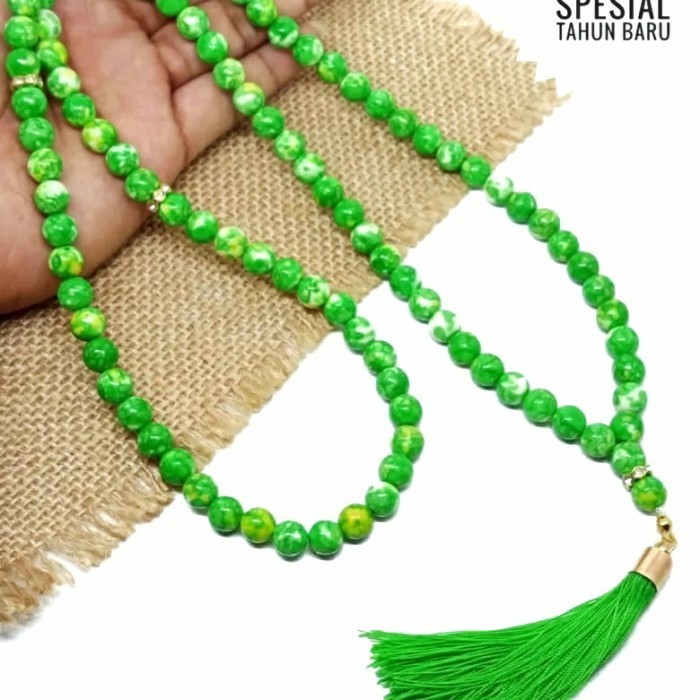 Tasbih Batu Natural Green Pirus Persia Asli / 8 Mm / 33 Butir