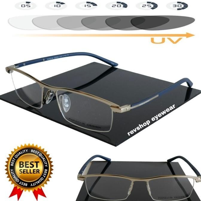 Frame Kacamata Fashion Pria Porsche Design Titanium Silver Blue