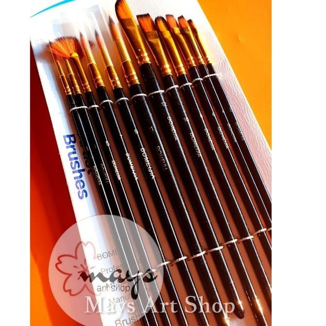 

[12 PCS] KUAS LUKIS SET ISI 12 PCS - PREMIUM QUALITY ARTIST PAINT BRUSH - KIPAS FAN FLAT ROUND ANGULAR LANCIP ACRYLIC OIL WATERCOLOR 3.3