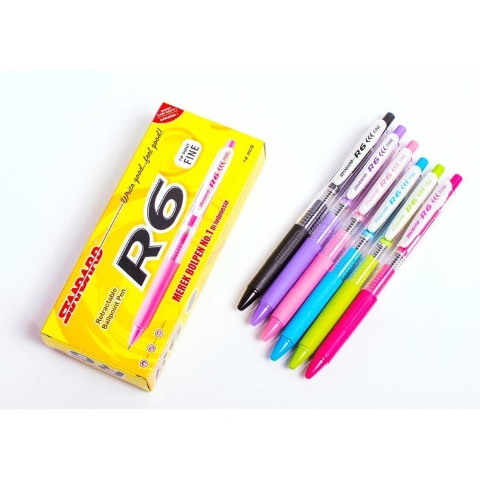 

Bolpen R6 Fine Black Standard Per Pack Isi 12 Pcs