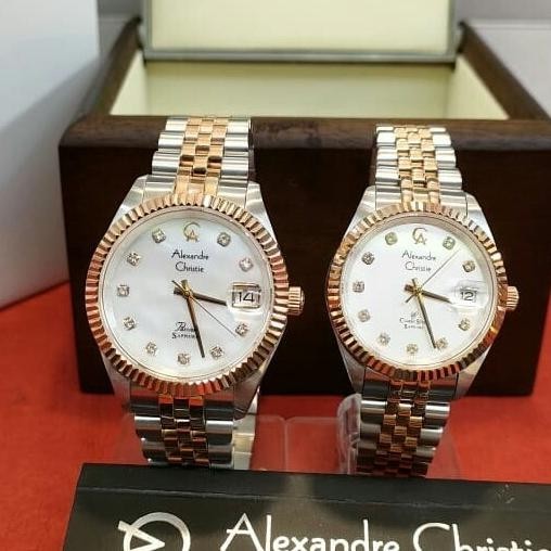 Jam Couple Original Alexandre Christie Ac 5013 Md/Ld All Stainlesss Falolaz