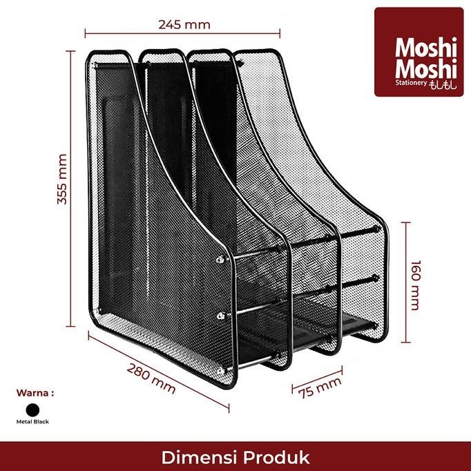 

File Box Foldable Steel Rak Penyimpanan Dokumen 3 Sekat Jaring Besi LC