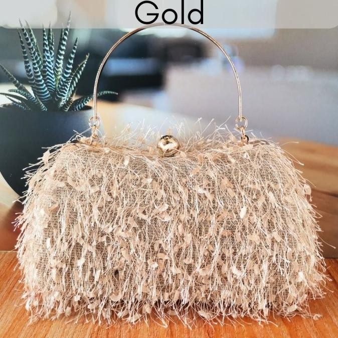 Promo Tas Pesta Wanita Impor Clutch Kondangan Terbaru Mewah Elegan 2888210-A - Gold