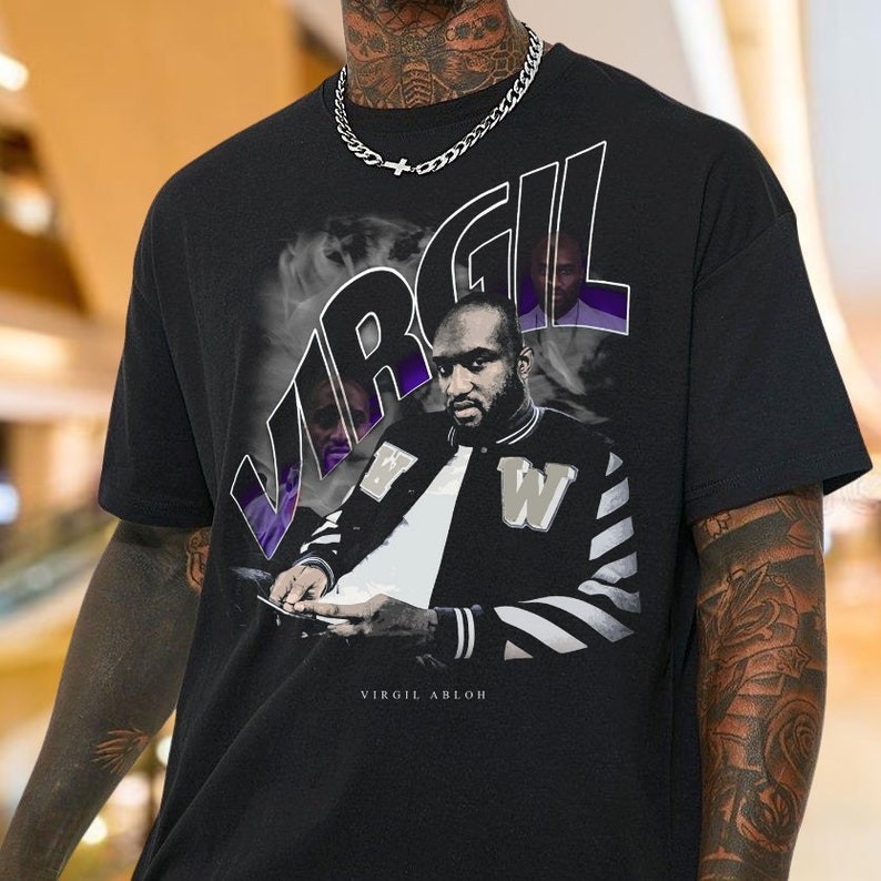 Virgil Abloh Kemeja Vintage Virgil Abloh Penawaran Tribute Grafis Kemeja Grafis Rap Hip Hop T-Shirt 