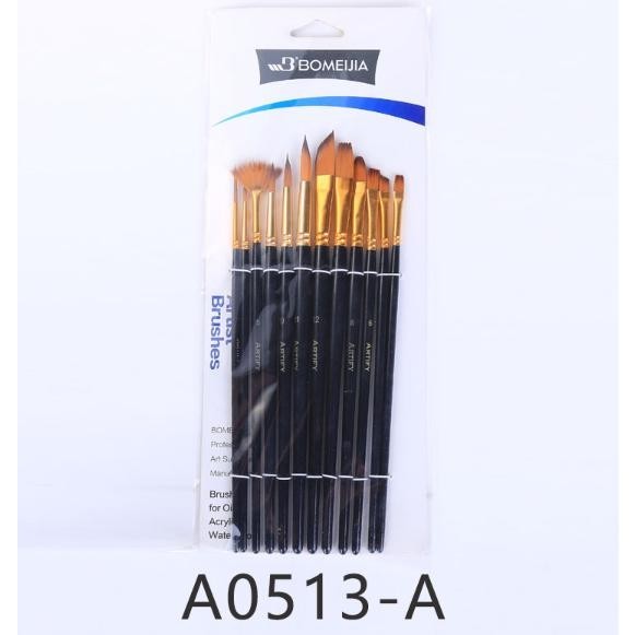 

hj-54 [12 Pcs] Kuas Lukis Set Isi 12 Pcs - Premium Quality Artist Paint Brush - Kipas Fan Flat Round Angular Lancip Acrylic Oil Watercolor Sale