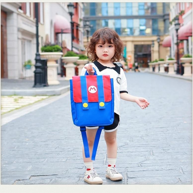 SALE STOK TAS MARIO BROS RANSEL BACKPACK MARIO BROSS Tas Backpack Anak olah PAUD TK SD Laki Laki Per