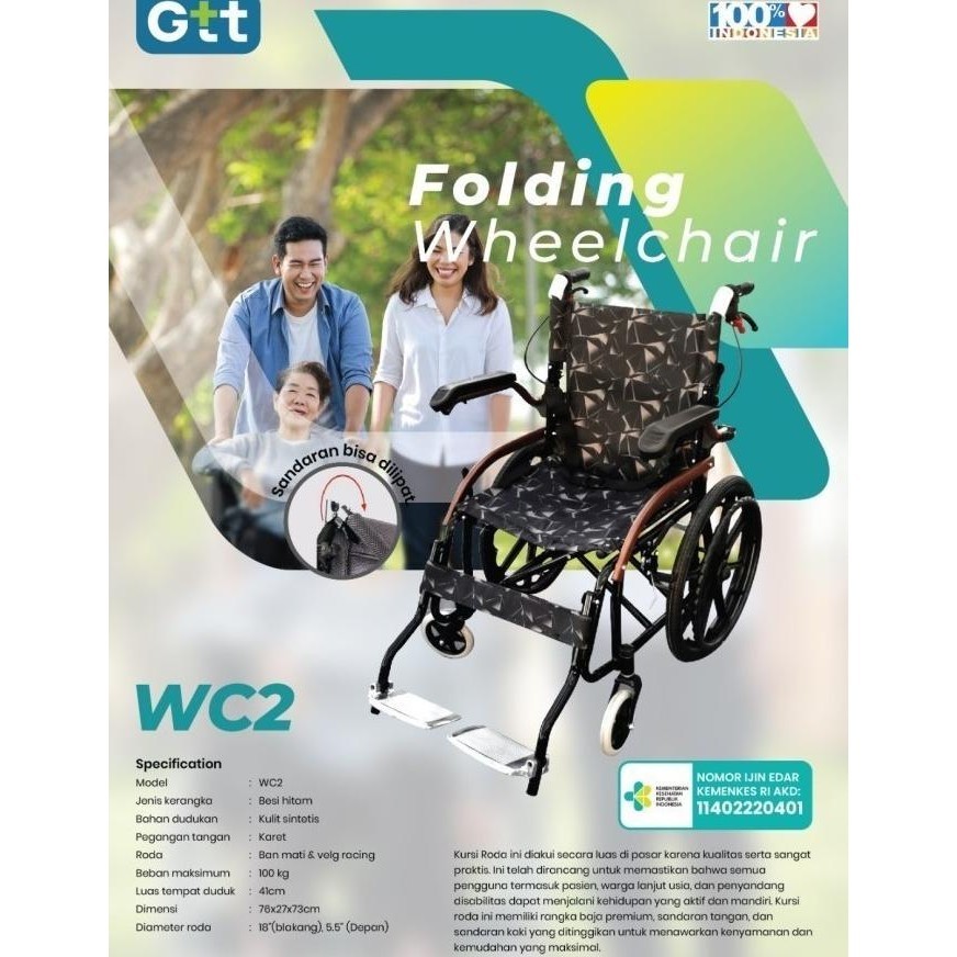 New Sale Kursi Roda Traveling Gtt Wc-2 / Kursi Roda Lipat Wc2 Akisstore12
