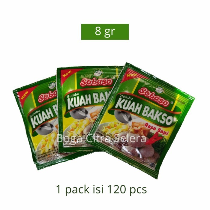 

Terlaris Bumbu Kuah Bakso Sobaso 8gr (1 Pack isi 120) SALE