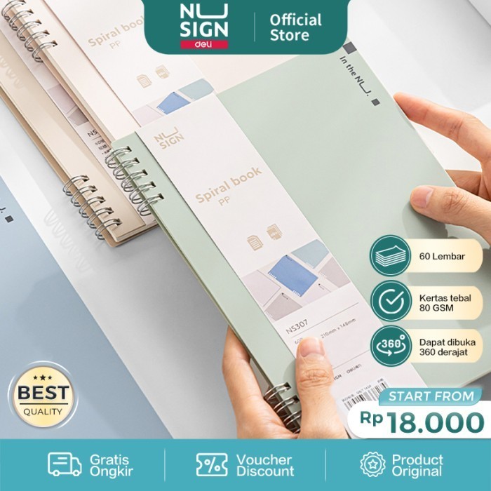 

PROMO Nusign Spiral Notebook Buku Catatan Jilid Spiral A5 B5 60 Lembar NS30X