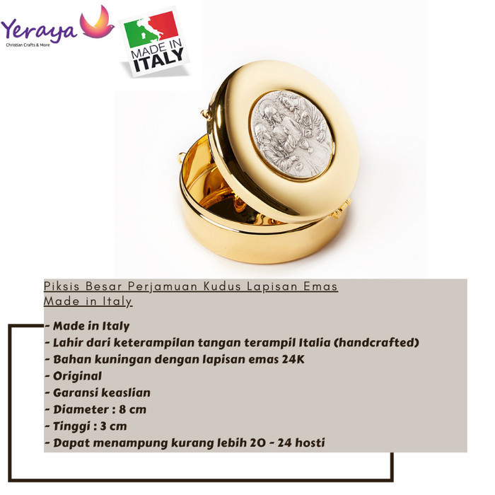 Min Piksis Besar Perjamuan Kudus Lapisan Emas Made In Italy Tempat Hosti