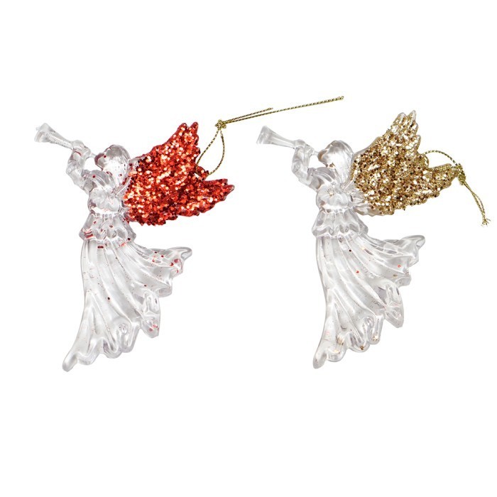 Min Hiasan Pohon Natal Malaikat Terompet Akrilik-Aksesoris Pohon Natal