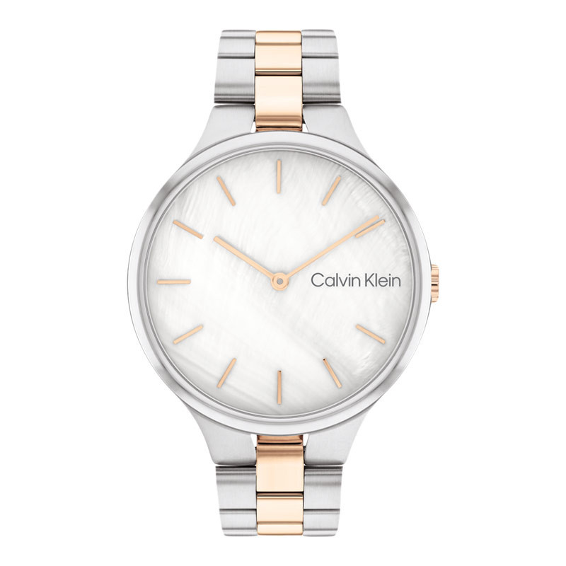 [PRJ] Jam Tangan Wanita Calvin Klein Linked 25200428 Ladies Mother Of Pearl Dial Dual Tone Stainless