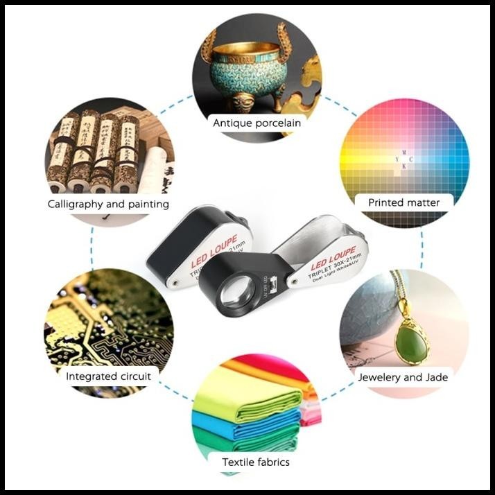 

TERBARU TRIPLET 30X-21MM AB90 / LED LOUPE / LUP KACA PEMBESAR LIPAT PERHIASAN
