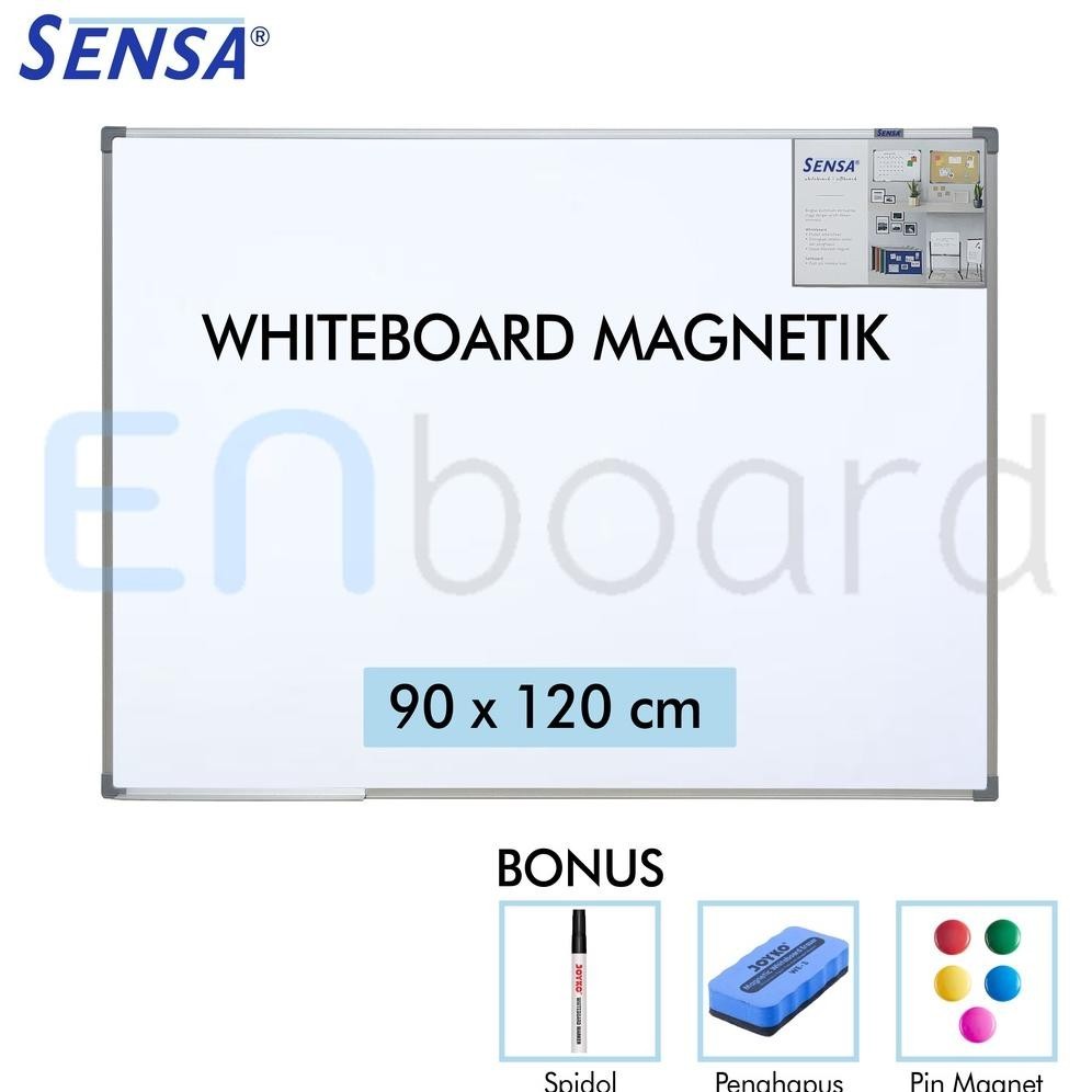 

Banyak Promooo !!! Papan Tulis Whiteboard / White Board Gantung Magnet Single Face Sensa 90 X 120 Cm