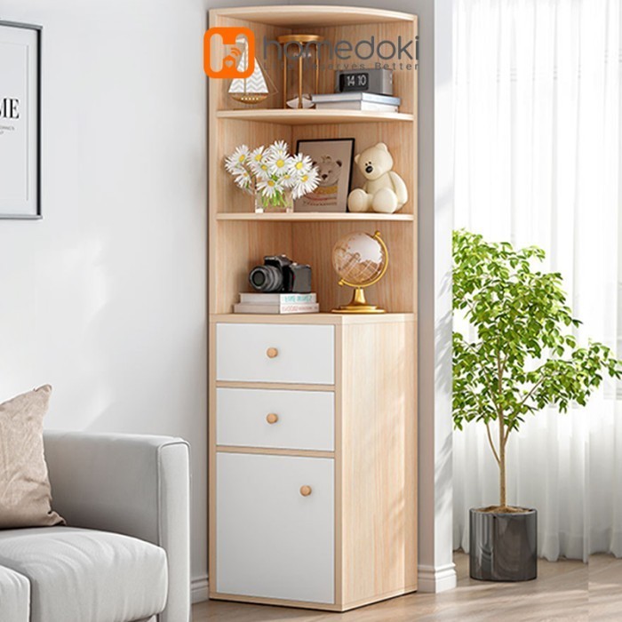 RAK SUDUT BESAR RAK MINIMALIS KAYU SERBAGUNA RAK BUKU MULTIFUNGSI