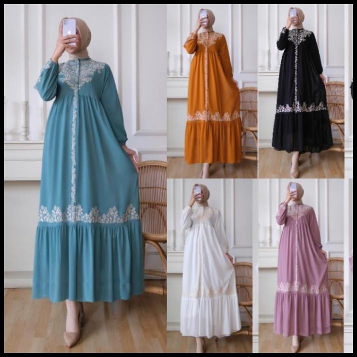 DISKON) GAMIS CERUTY / GAMIS CERUTI BORDIR PUTIH / ABAYA BORDIR / GAMIS BORDIR Silahkan diorder