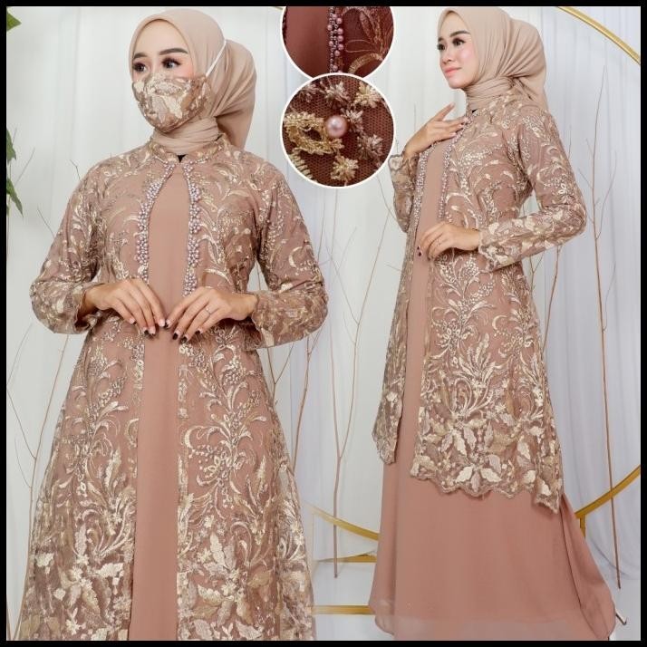 DISKON) GAMIS TWO-TONE KARINA/GAMIS KEBAYA, DRESS BROKAT/DRESS PESTA,DREES Silahkan diorder