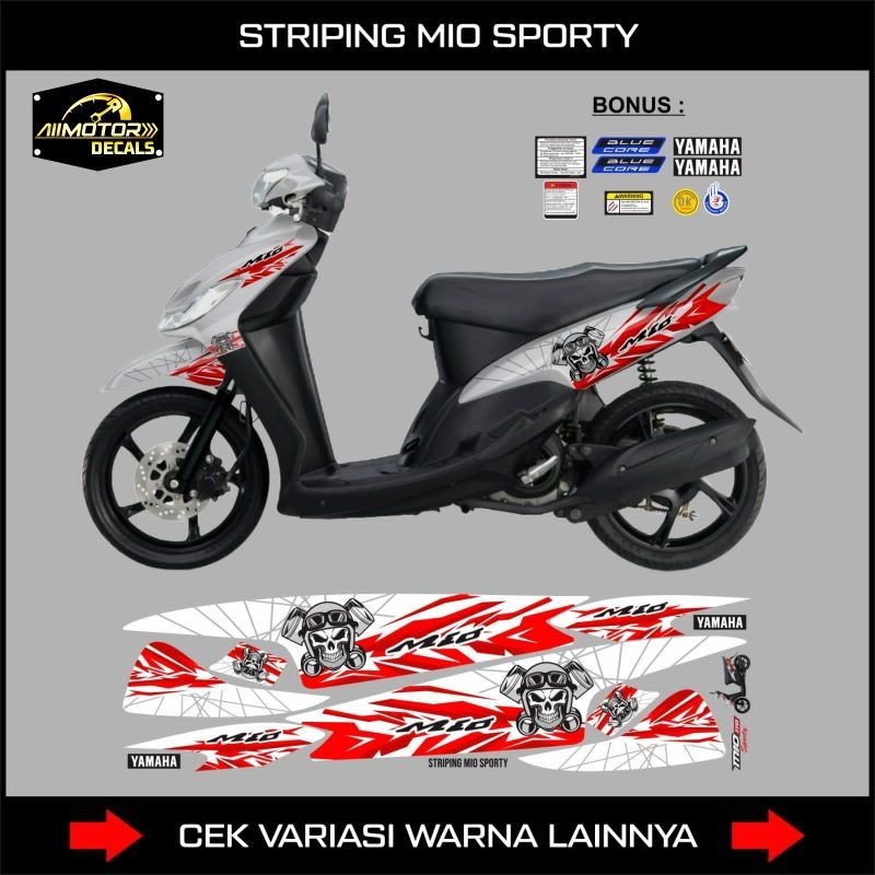 Striping Yamaha Mio Sporty Motif Skull / Decal Stiker Motor Mio Sporty / aksesoris Mio Sporty/ Stick