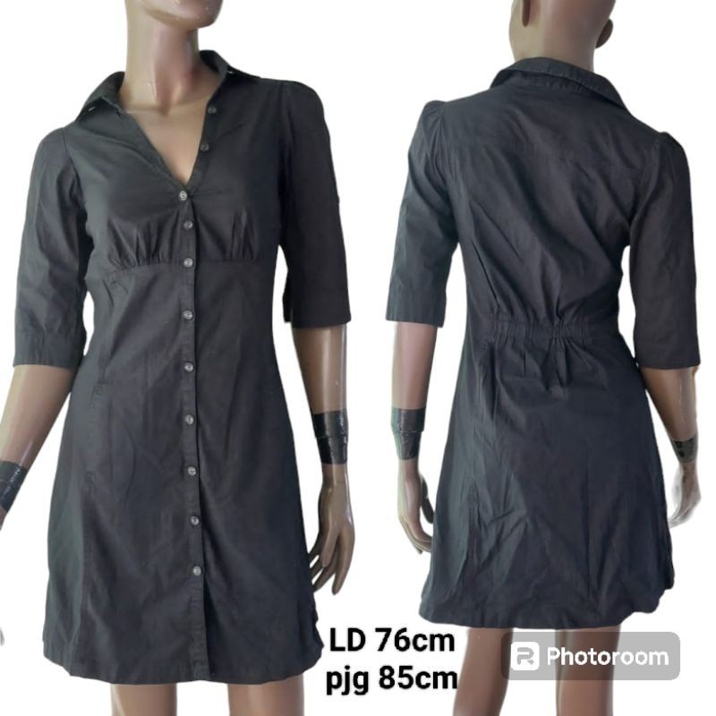 preloved branded original MANGO black shirt katun dress