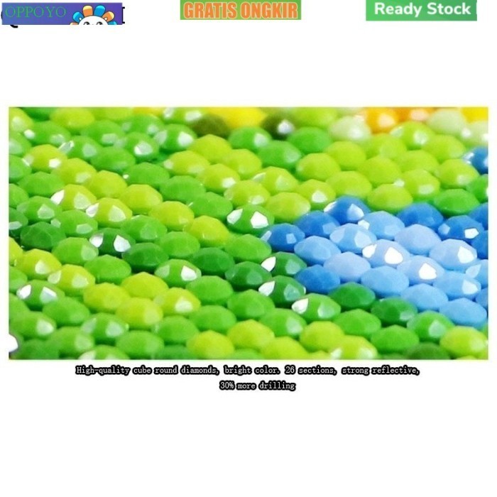 Lukisan Diy Manik-Manik Bulat 5D Motif Burung Merak / Bunga Peony