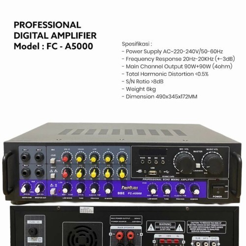 Amplifier Firstclass Fc A5000 Ampli Fc A 5000 Bluetooth Karoeke