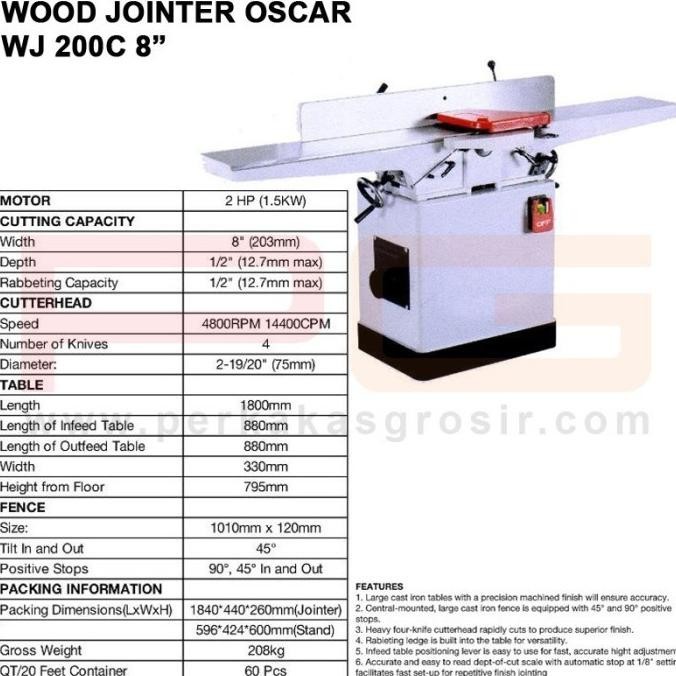 Promo Banting Harga Wood Jointer Wj 200 C Oscar 8" Panjang -